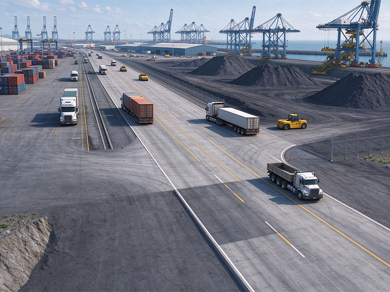 Port yards and logistics hubs
